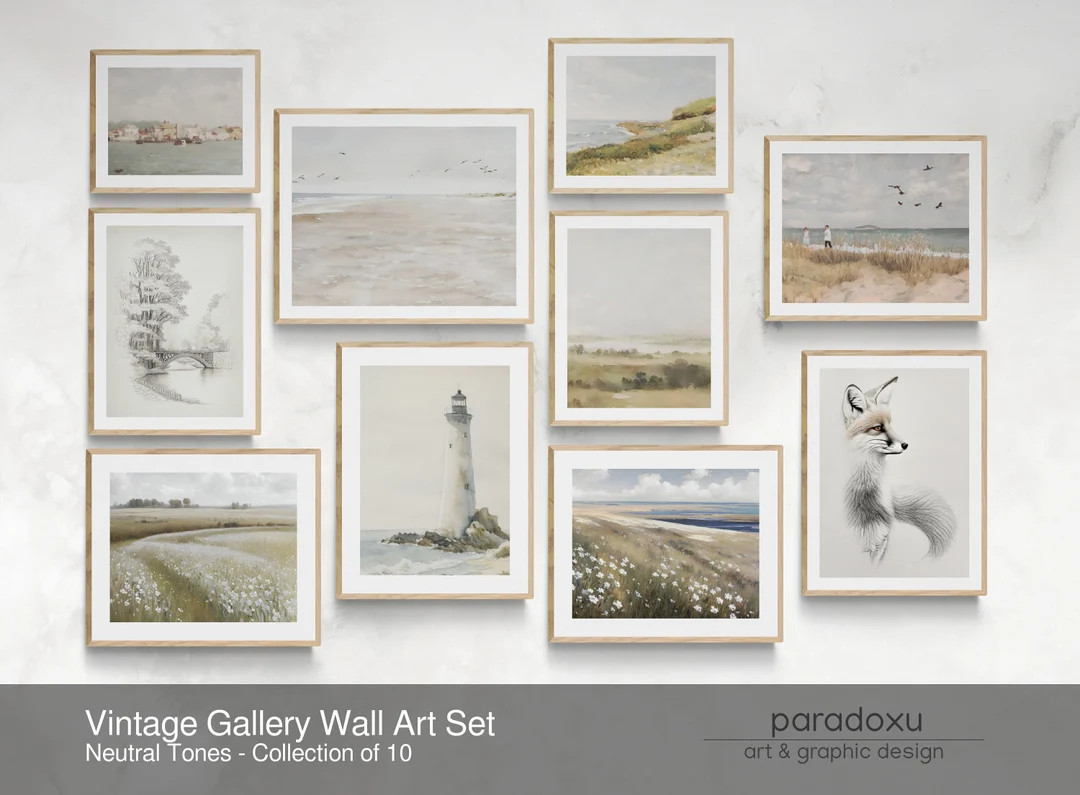 Printable Vintage Gallery Wall Art SET Muted Gallery Wall Art Set of 10 Prints Vintage Gallery Wa... | Etsy (US)