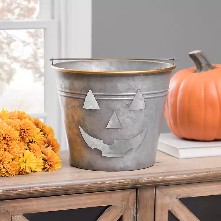 Galvanized Jack O' Lantern Bucket, 9 in. | Kirkland's Home