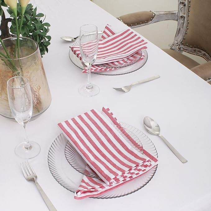 DG Collections Cloth Napkins, Set of 12 100% Cotton Reusable Napkins, (20 x 20 Inches) Over Sized... | Amazon (US)