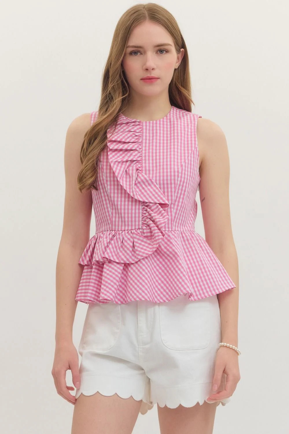 Entro Gingham Ruffle Top | Shop.app