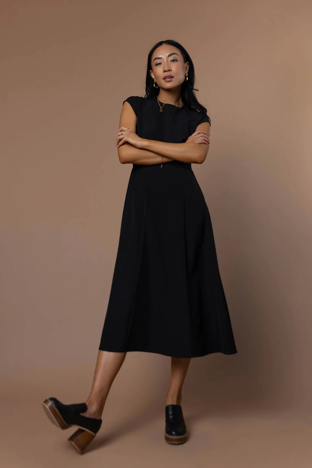 Neve Midi Dress in Black - böhme | Bohme