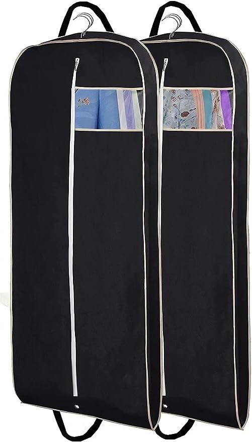 MISSLO Breathable 54" Long Suit Dress Black Garment Bag Gusseted, 2 Pack | Amazon (US)