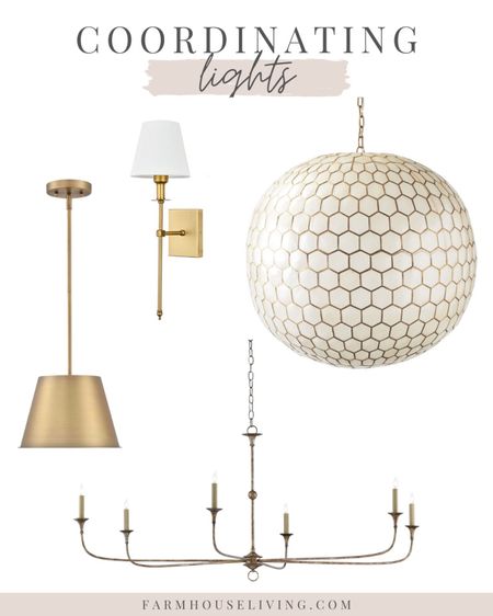 Coordinating lights for your home. Farmhouse Living | Lights | Primary Kitchen | Primary Living Room | Primary Dining Room | Chandelier | Light Fixture | Modern Home | Vintage | Interior Design | Wall Sconce 

#farmhouseliving #interiordesign #homedesign #lights #livingroom #kitchen #diningroom

#LTKhome #LTKfamily #LTKFind