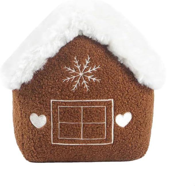 Accents Depot Winter Brown & White Gingerbread House Plush Sherpa Cushion Pillow Merry Christmas ... | Amazon (US)
