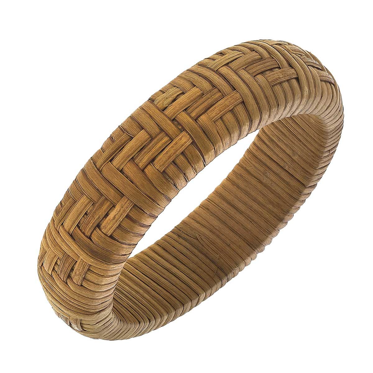 Aspen Rattan Statement Bangle in Brown | CANVAS