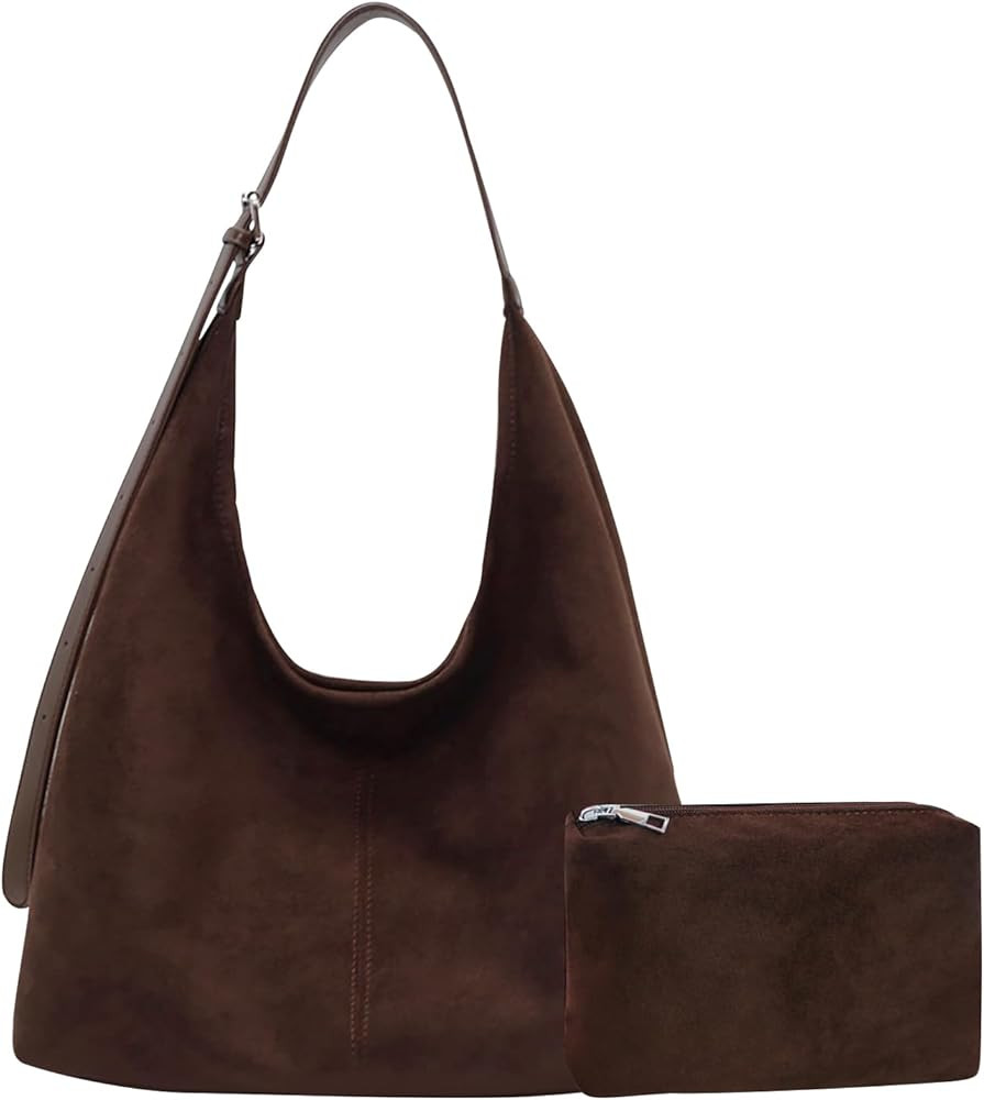 Suede Bags for Women Suede Hobo Bag Retro Suede Tote Bag Slouchy Suede Shoulder Bag Crossbody Han... | Amazon (US)