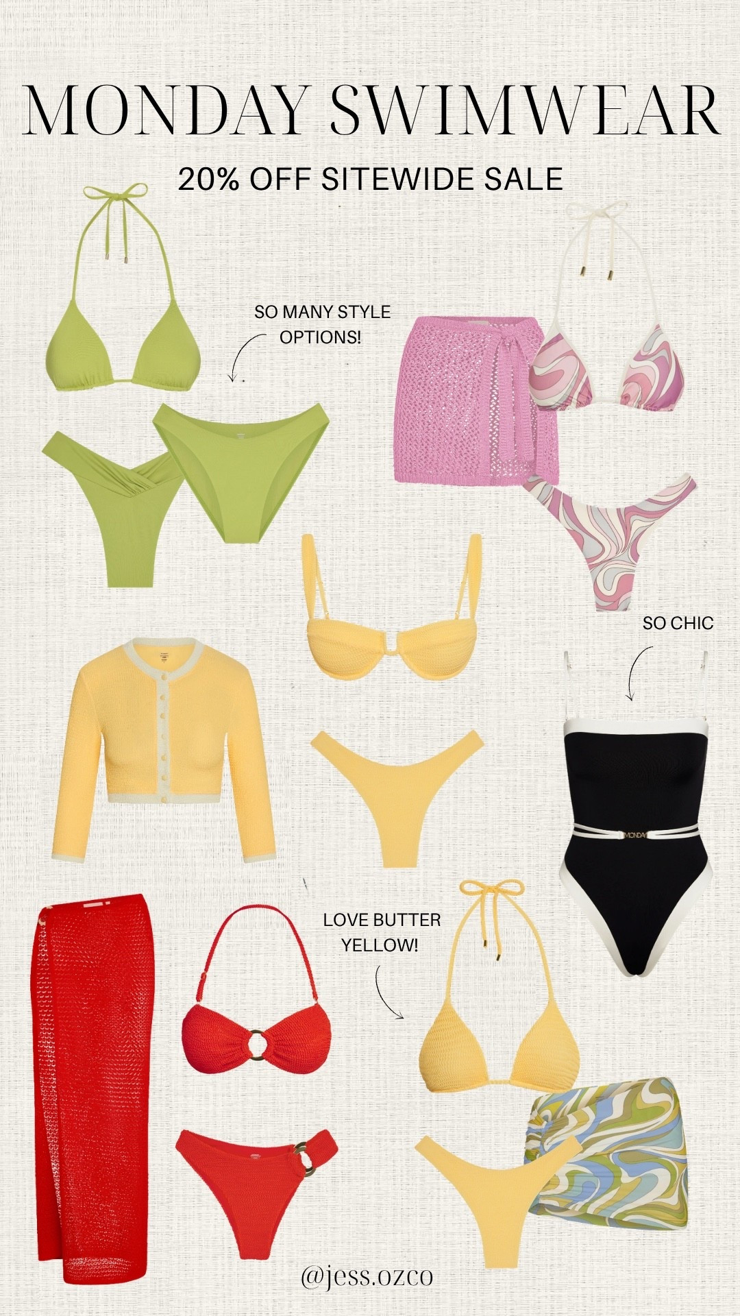 20% off sitewide @Monday Swimwear 😍

Here are my favorite bikinis, one piece swimsuits and swim cover ups from Monday!


Monday swimwear, black and white one piece swimsuit, resort wear summer, vacation outfits, butter yellow swimsuit

#LTKSeasonal #LTKSaleAlert #LTKSwim