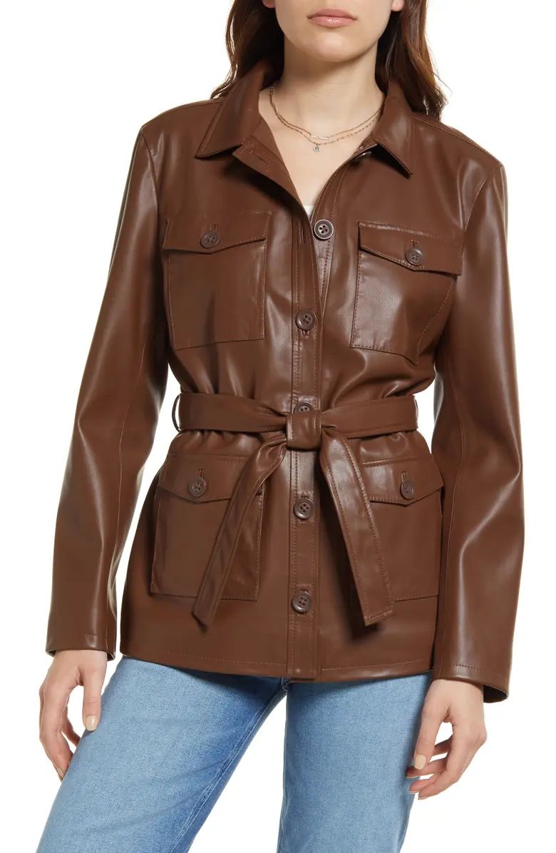 Belted Faux Leather Jacket | Nordstrom