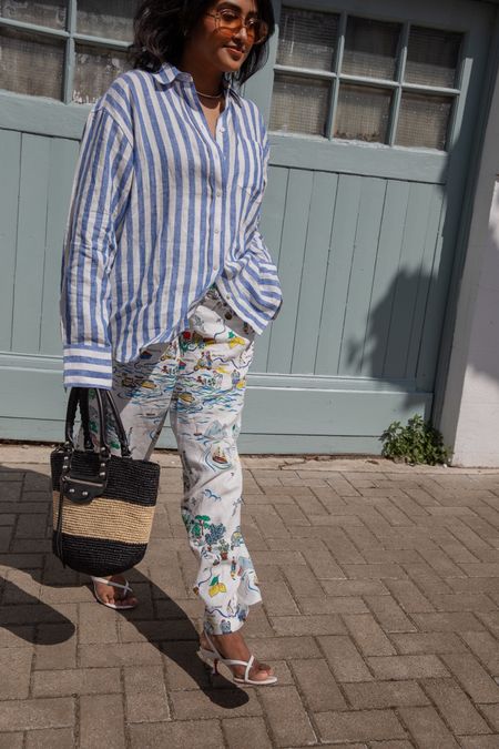 Patterned linen trousers 
Biden trousers 
Striped linen shirt 
High street shirt 
Linen shirt

#LTKeurope #LTKSeasonal