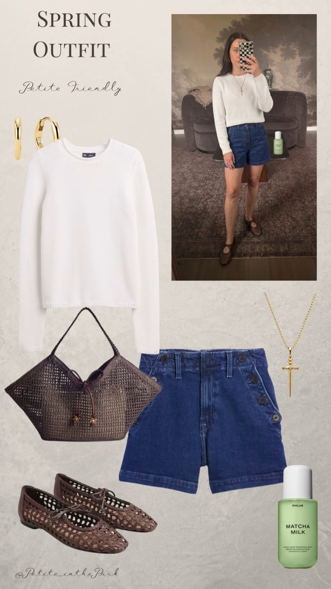 Spring petite outfit  

Spring outfit, spring trends, casual spring outfit, petite spring outfit, spring fashion, spring style, petite style, petite spring style, casual petite outfit, white top, sweater, high waisted shorts , denim shorts, flats , brown flats,  shoulder bag, rattan bag, brown bag, brown purse, gold earrings, gold hoop earrings, gold necklace, minimal jewelry  #casualoutfit #petiteoutifts #springoutfits #springoutfit2026 #springtrends  




#LTKootd #LTKPetite #LTKSeasonal