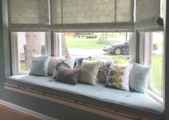 Custom Sewn Trapezoid Bay Window Seat Cushion with Cording Playroom, Nursery, Bench Seat , Chair Pad | Etsy (US)