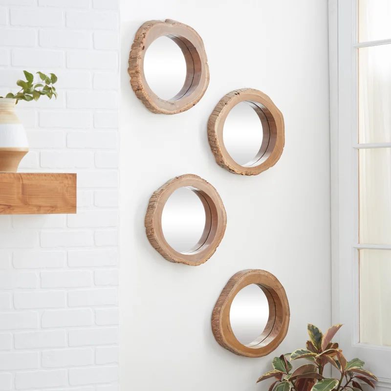 4 Piece Dewey Teak Wood Mirror Set | Wayfair Professional
