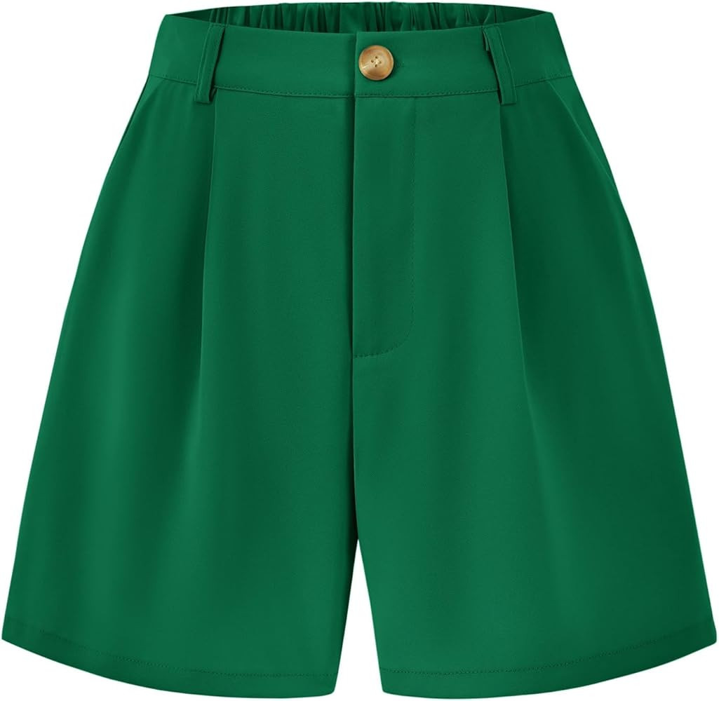 KIRUNDO Shorts for Women Dressy Casual Summer Elastic Waist in the Back Pleated Wide Leg Tailored... | Amazon (US)