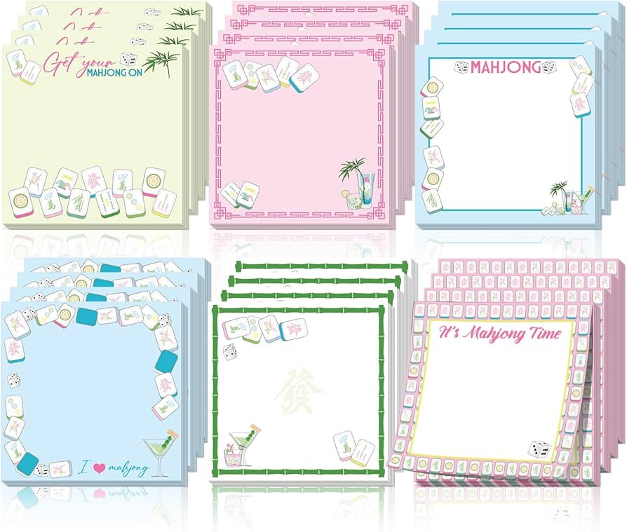 24Pcs Mahjong Sticky Notes Pads 3x3 Inch Mah Jong Gifts and Accessories | Amazon (US)