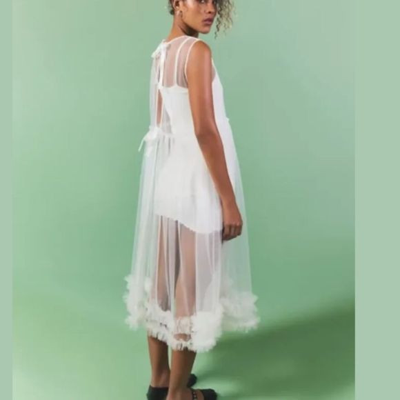Urban Outfitters White Sheer Ruffled Robe(Size S/M) | Poshmark
