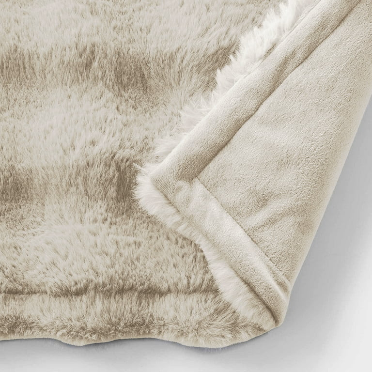 Better Homes & Gardens Beige Texture Faux Fur Throw, 50" x 72", Adult/Teen | Walmart (US)