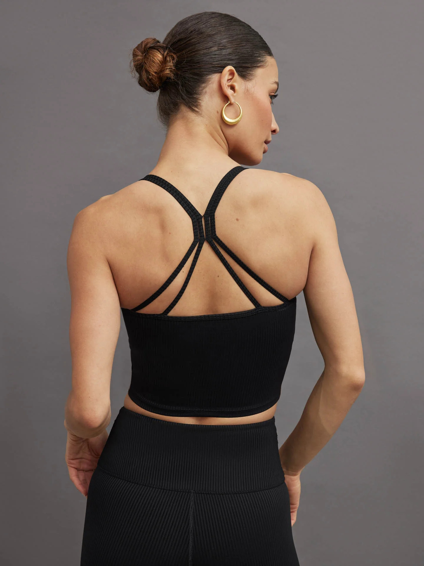 Ribbed Cami Bra - Black | Carbon38