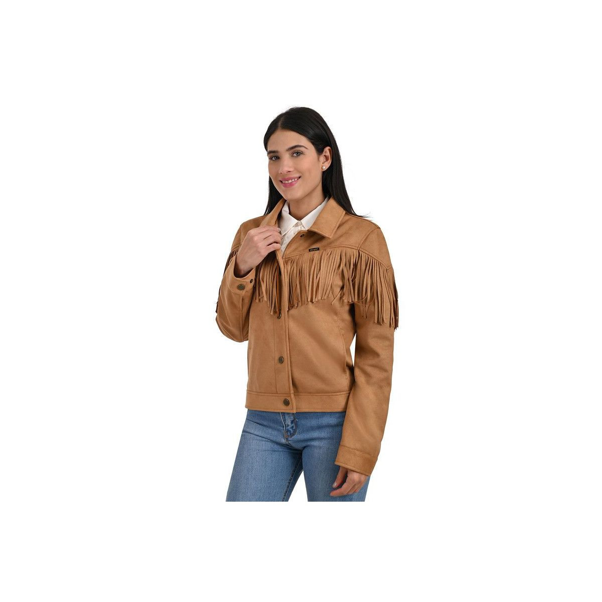 Wrangler Women's Western Style Fringed Jacket WRDO23123, Medium, Brown | Target
