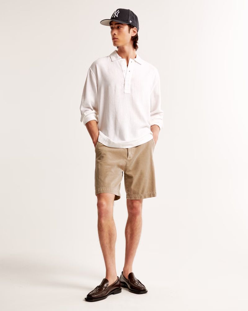 Men's Long-Sleeve Summer Linen-Blend Popover | Men's Tops | Abercrombie.com | Abercrombie & Fitch (US)