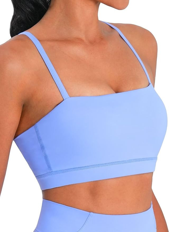 Sunzel Womens Sports Bra Buttery Soft Adjustable Straps Padded Yoga Bra Scoop Neck Wireless Bra C... | Amazon (US)