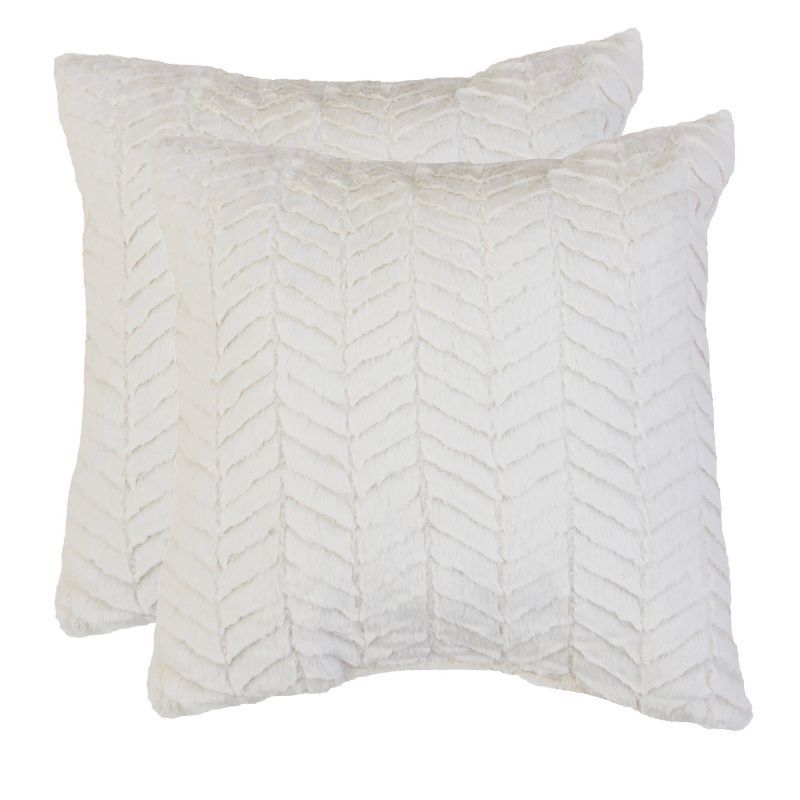 2pk Egret Aiden Chevron Throw Pillows and Throw Blanket White - Decor Therapy | Target