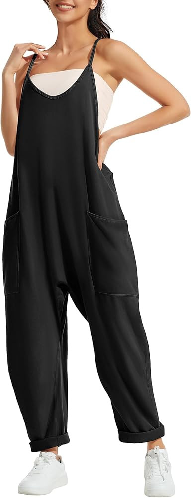 ATHMILE Jumpsuits for Women Casual Summer Rompers Sleeveless Loose Spaghetti Strap Baggy Overalls... | Amazon (US)
