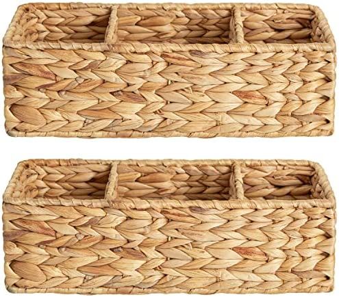 StorageWorks 3-Section Wicker Baskets for Shelves, Hand-Woven Seagrass Storage Baskets, 14 ¼"L x... | Amazon (US)