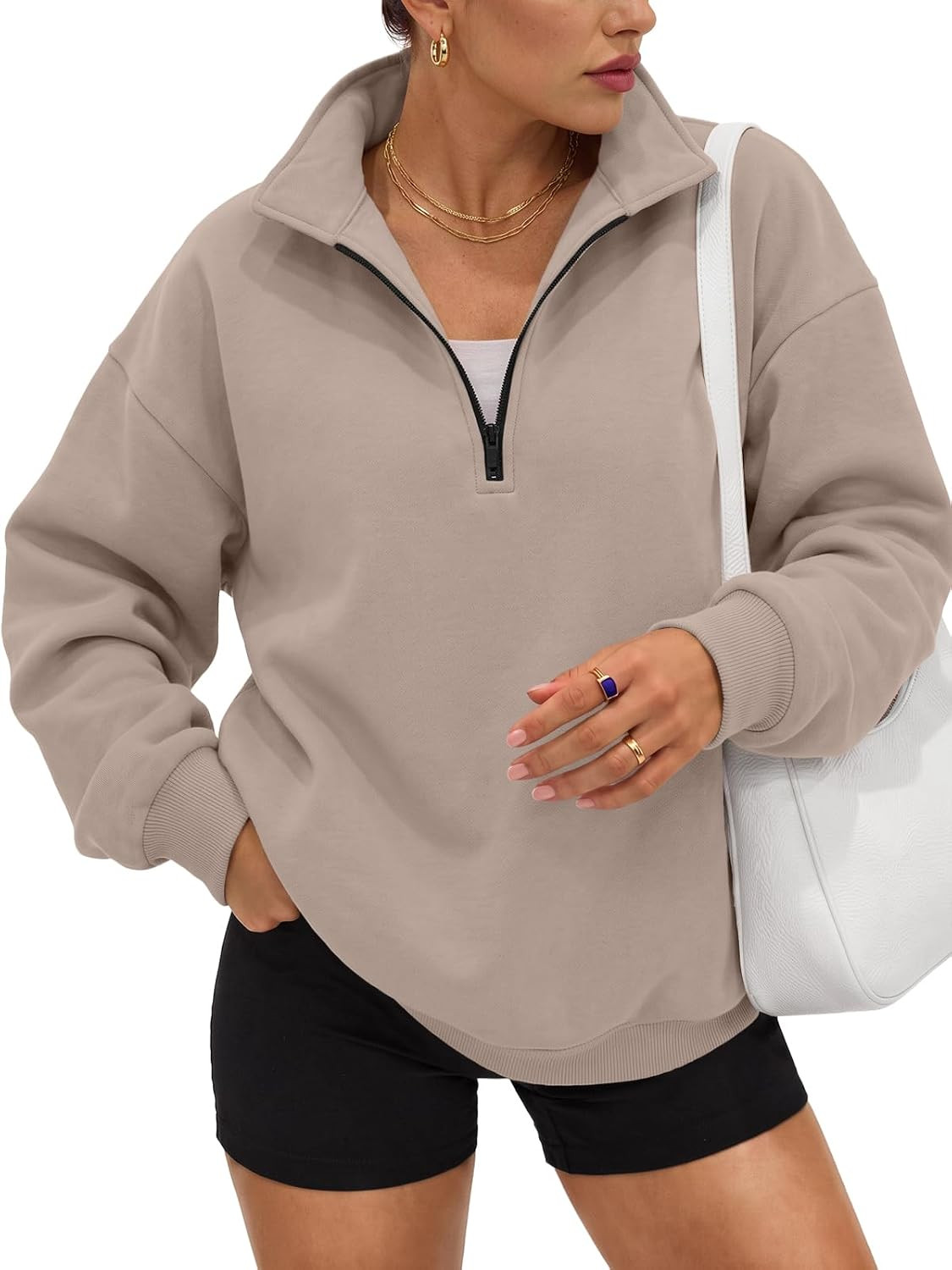 Trendy Queen Women's Oversized Sweatshirts Half Quarter Zip Fleece Sweaters | Amazon (US)