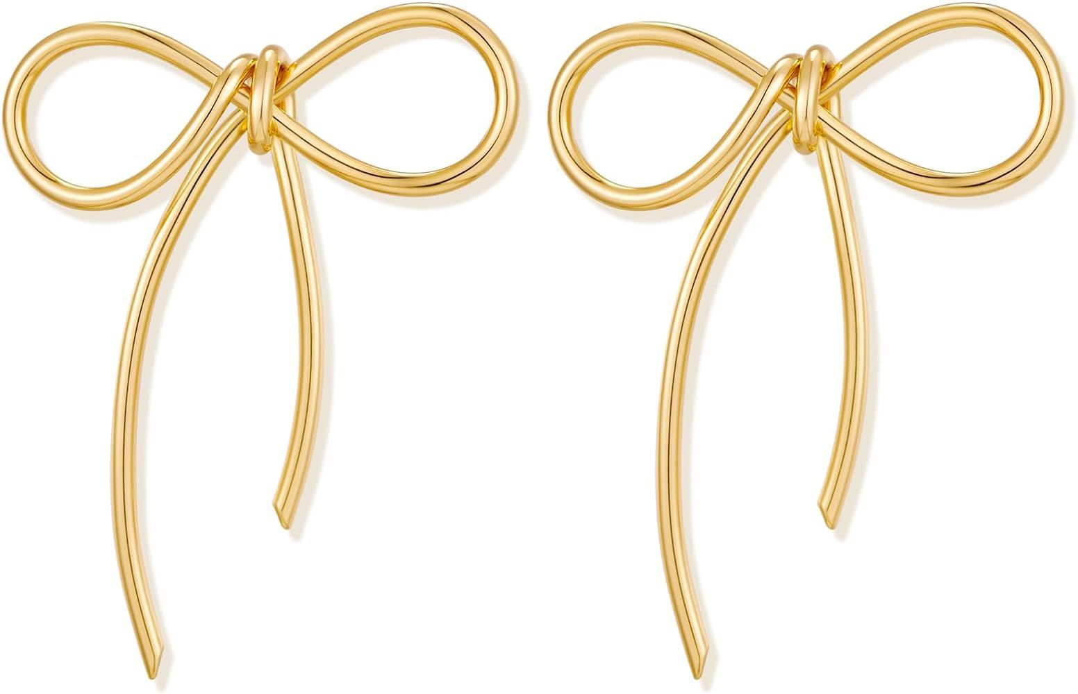 Gold Bow Stud Earrings for Women Statement Bow Stud Earrings Gift | Amazon (US)