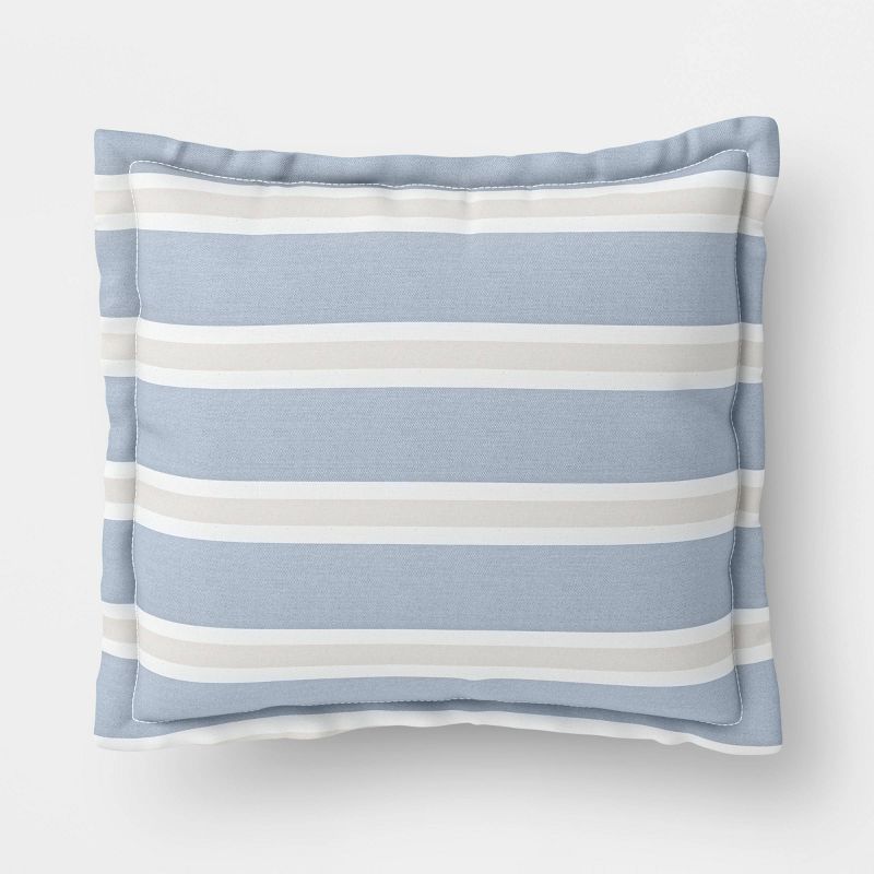 DuraSeason Fabric™ Woven Deep Seat Pillow Back Navy/Linen Stripe - Threshold™ | Target