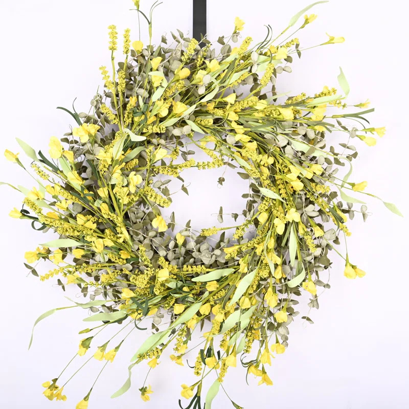 26" Spring Summer Mini Eucalyptus Front Door Wreath | Wayfair North America