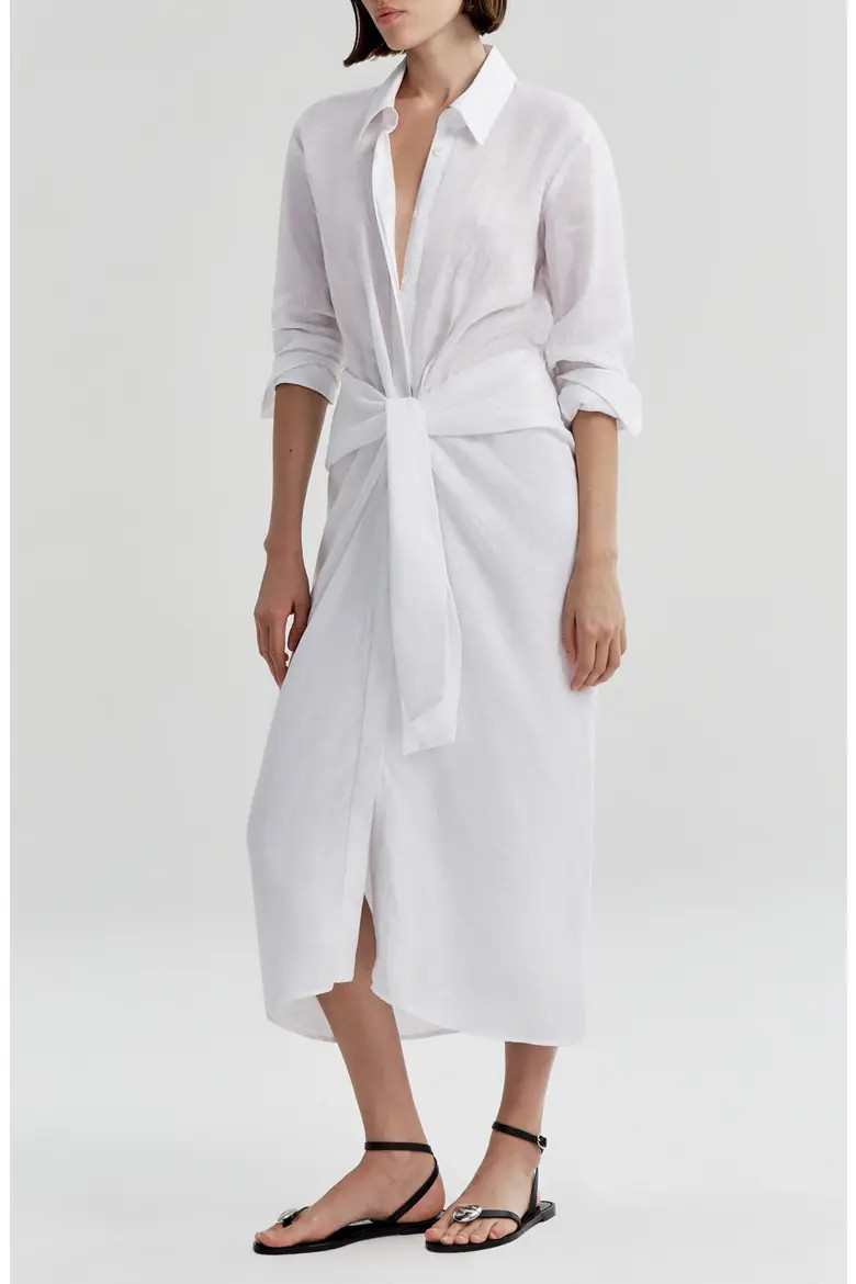 Mila Tie Waist Long Sleeve Maxi Shirtdress (Women) | Nordstrom | Nordstrom