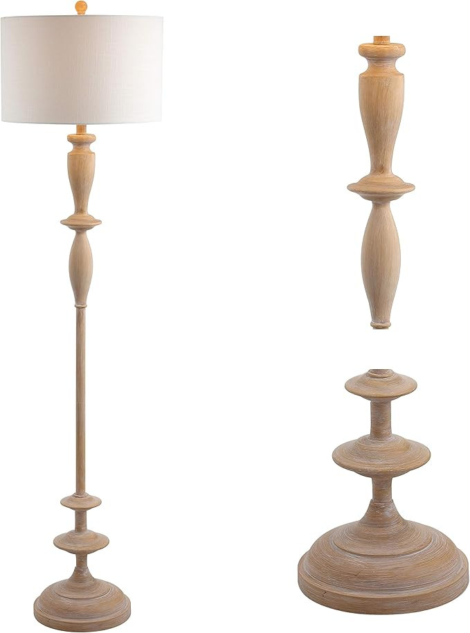 JONATHAN Y 63.5" Brown Wood Finish Resin Floor Lamp, Traditional Turned Spindle Standing Lamp for... | Amazon (US)