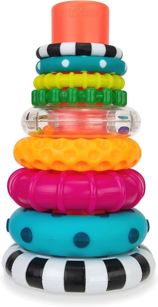 Sassy Stacks of Circles Stacking Ring STEM Learning Toy, Age 6+ Months, Multi, 9 Piece Set | Amazon (US)