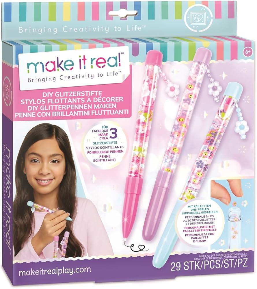 Make It Real DIY Floaty Pens Kit - Create 3 Sparkly, Customizable Pens with Glitter & Charms - Fu... | Amazon (US)