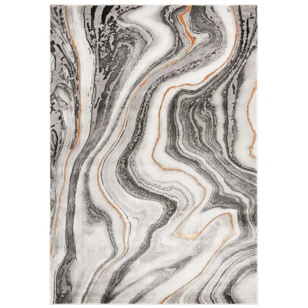 Swindle Abstract Gray/Gold Area Rug | Wayfair North America