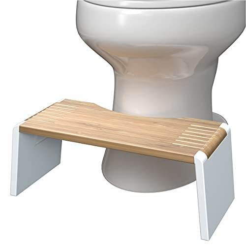 Squatty Potty Stockholm Folding Bamboo Toilet Stool 7" Collapsible, Brown and White, 1 Count | Amazon (US)