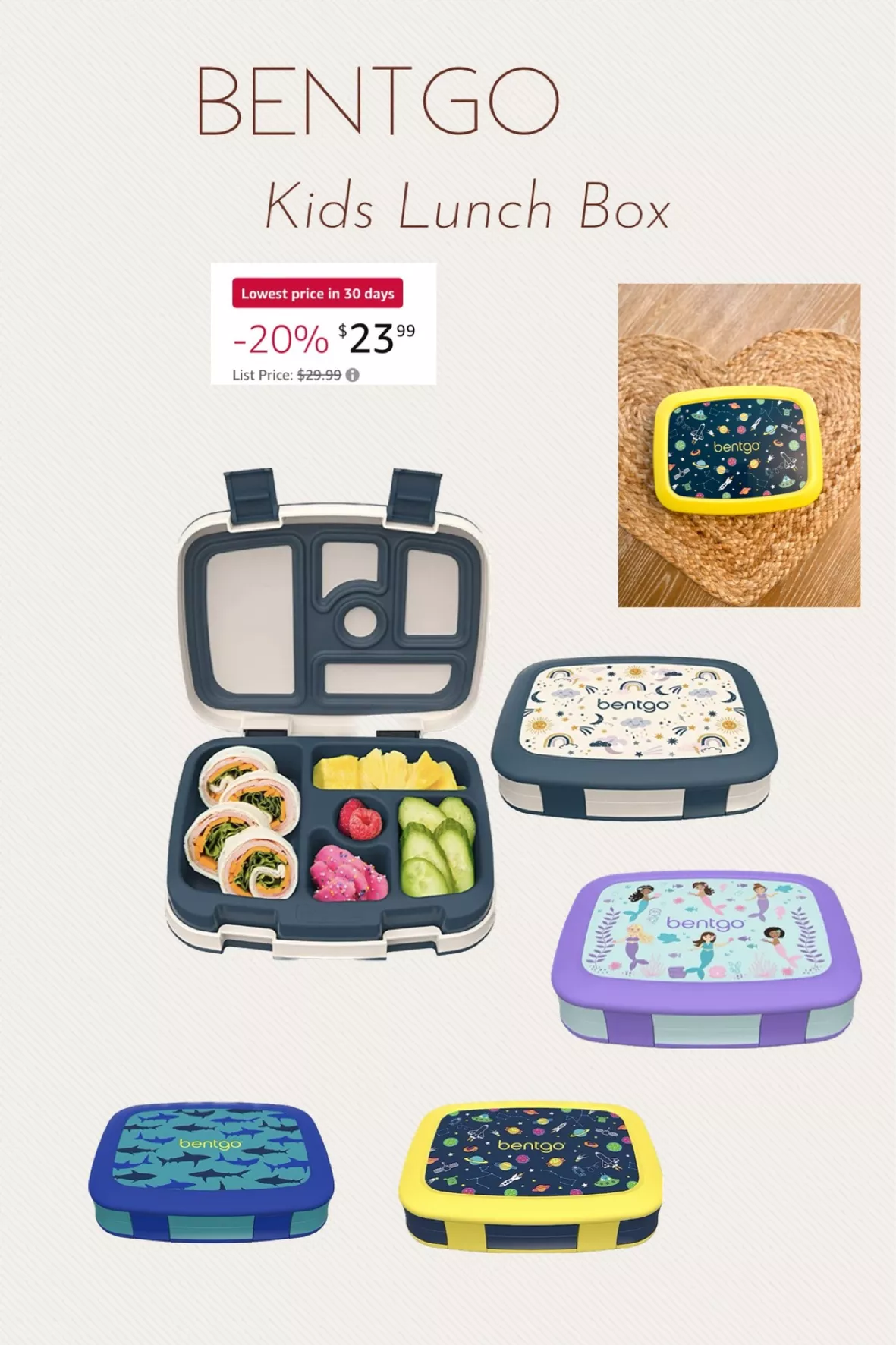 Bentgo Kids' Prints Leakproof, 5 Compartment Bento-style Lunch Box : Target