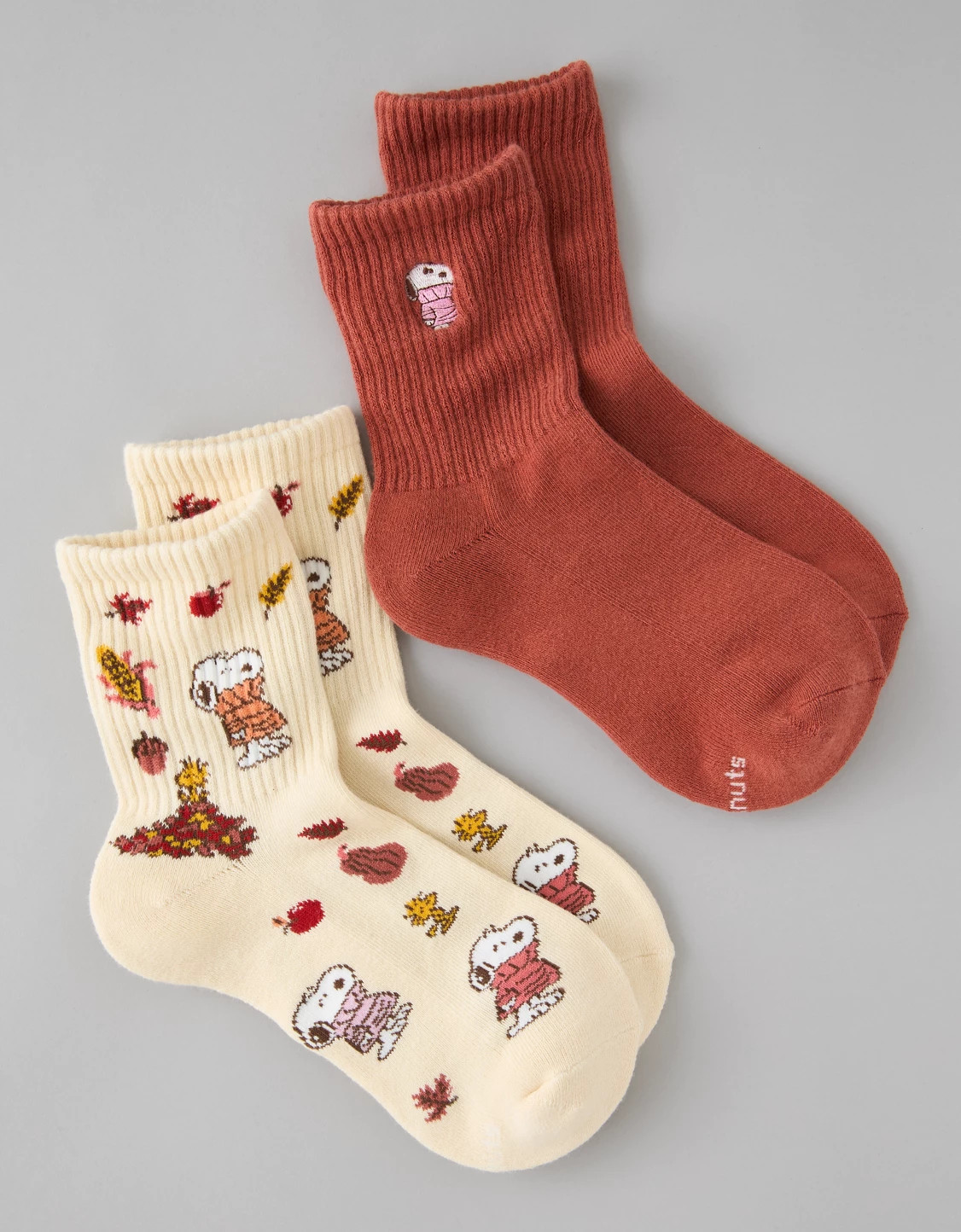 AE Snoopy Graphic Cropped Crew Socks 2-Pack | American Eagle Outfitters (US & CA)