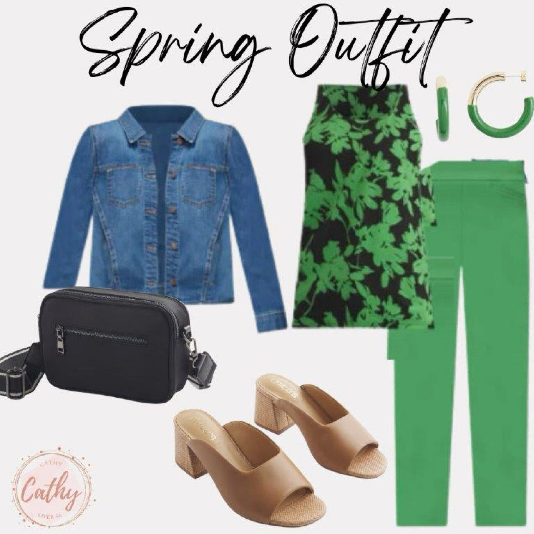 Spring outfit, denim jacket, green pants, sandals, camera bag, crossbody purse.
#ltkover50


#LTKstyletip #LTKfindsunder100 #LTKover40