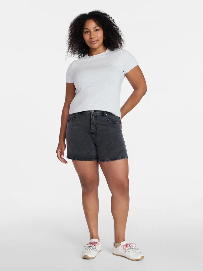 Time and Tru Women's High Rise Denim Shorts, 5" Inseam, Sizes 0-20 | Walmart (US)