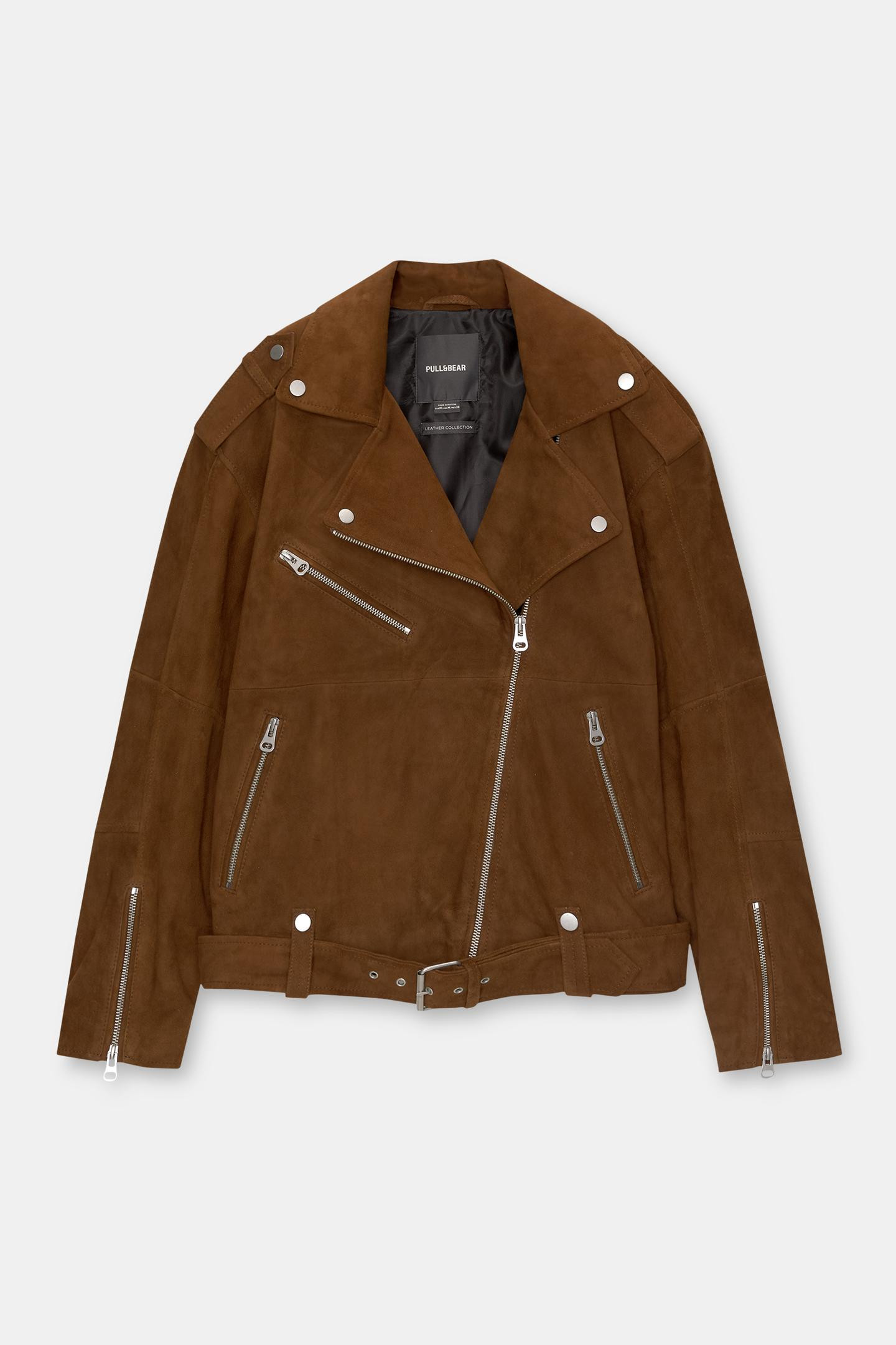 Bikerjacke aus reinem Wildleder | PULL and BEAR DE