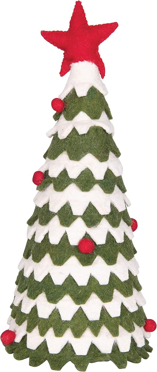 Creative Co-Op 14" Wool Felt Cone Berries Tree, Green | Amazon (US)