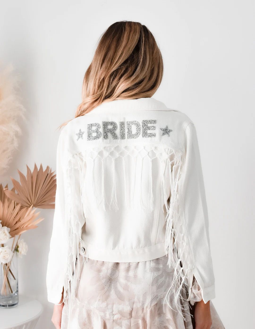 Fringe Jacket Personalized Bride Jean Jacket With Tassel Fringe Western Wedding Jacket Bridal Sho... | Etsy (US)