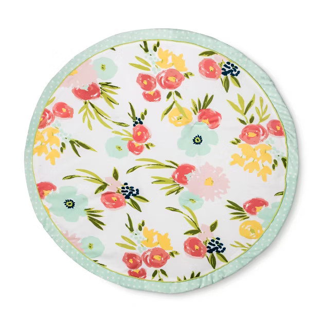 Round Activity Playmat Floral - Cloud Island™ Pink/Light Green | Target