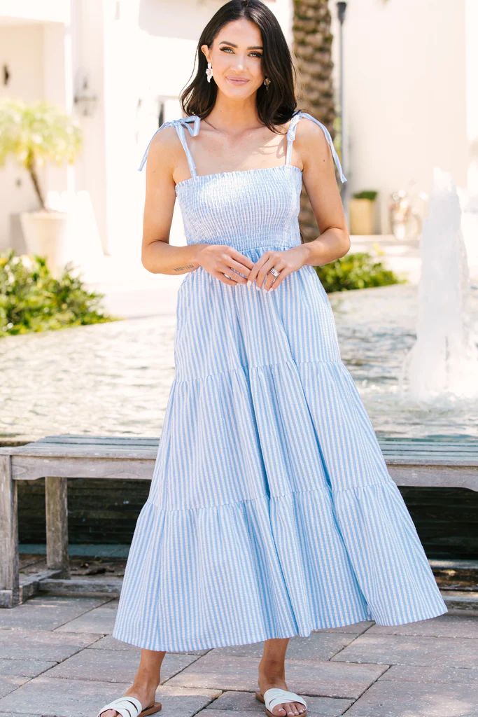Love Developed Royal Blue Striped Midi Dress | The Mint Julep Boutique