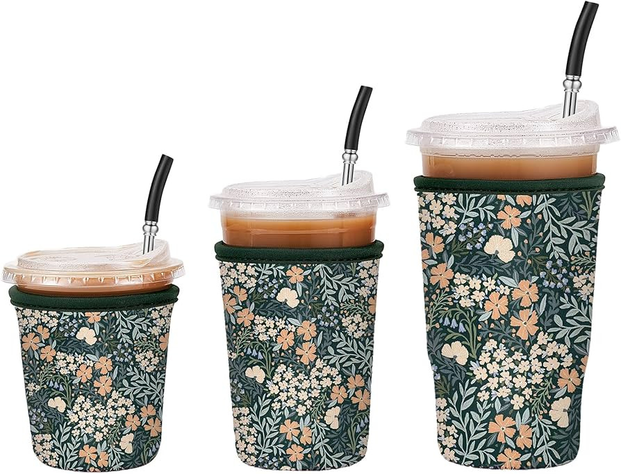 3 Pack Reusable Insulated Neoprene Iced Coffee Sleeves & Coffee Cup Holder, Universal Fit 16-32oz... | Amazon (US)