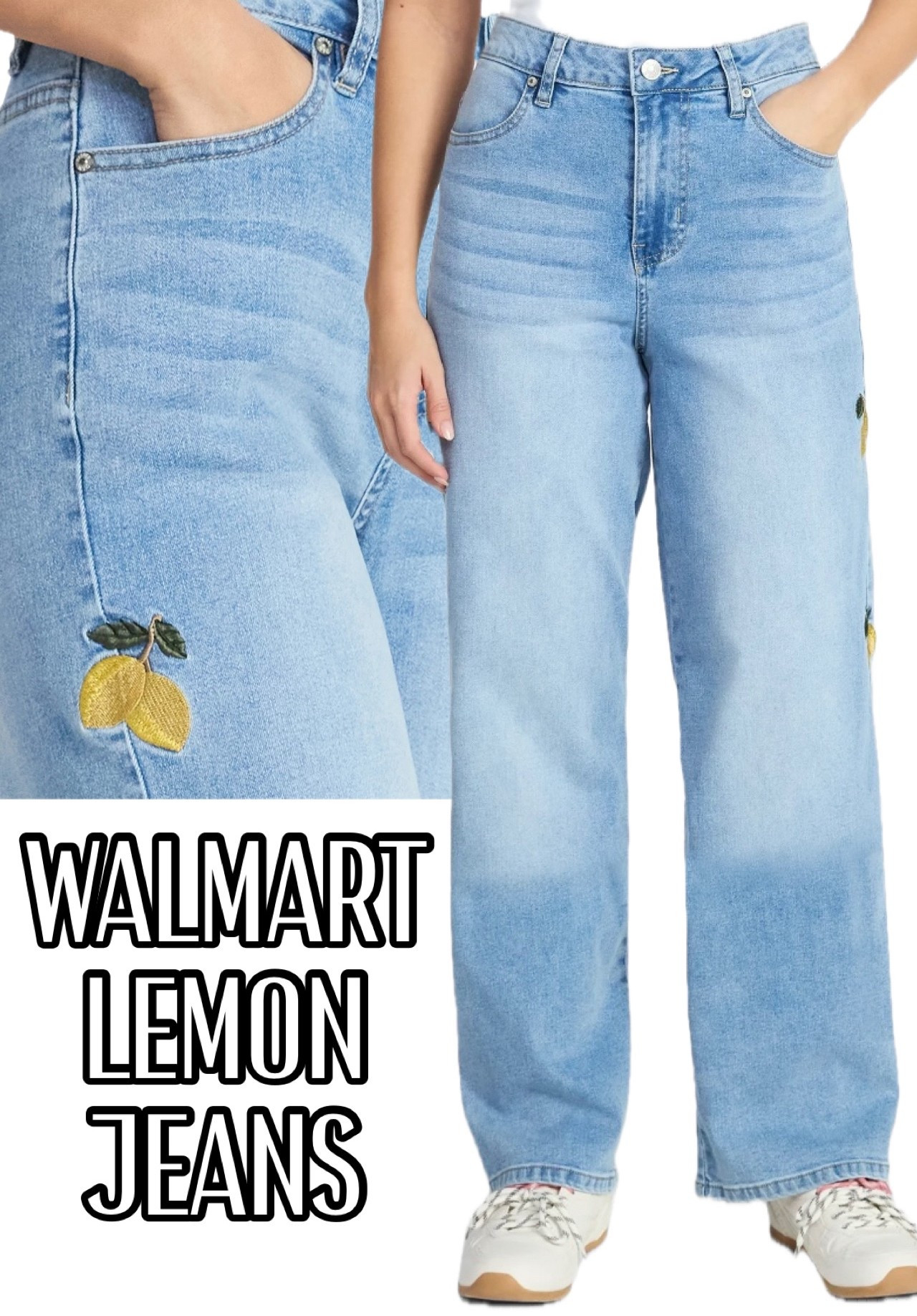 Walmart Madden NYC Lemon Embroidery Ultra 90s Jeans, 32" Inseam, Sizes 00-18

#LTKFindsUnder50