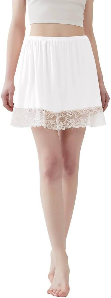 Lace Slip Underskirt Half Slips for Under Dresses Skirt Extenders Womens Anti StaticOver Knees | Amazon (US)
