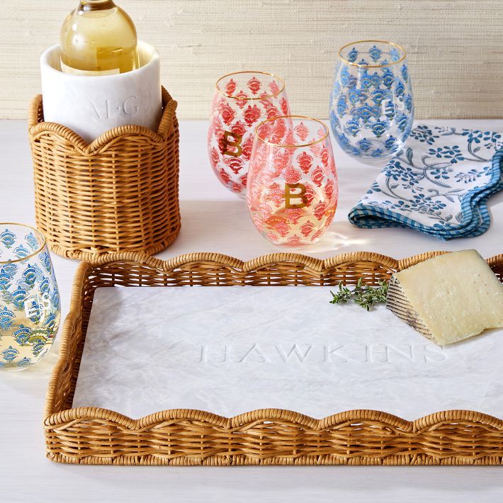 Scalloped Wicker and Marble Cheese Board | Mark and Graham